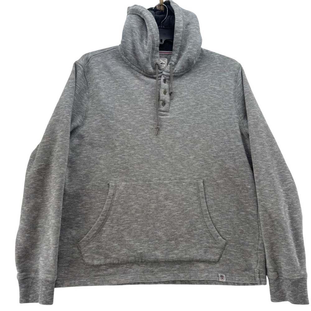 Flag & Anthem Mens‎ Gray Button Henley Hoodie Pullover Sweatshirt Size L